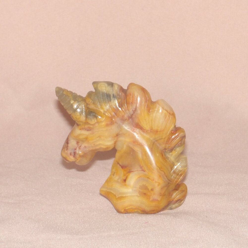 Multicolor AGATE Unicorn Carving • Polished Crystal Figurine • Stone Sculpture - Picture 6 of 8